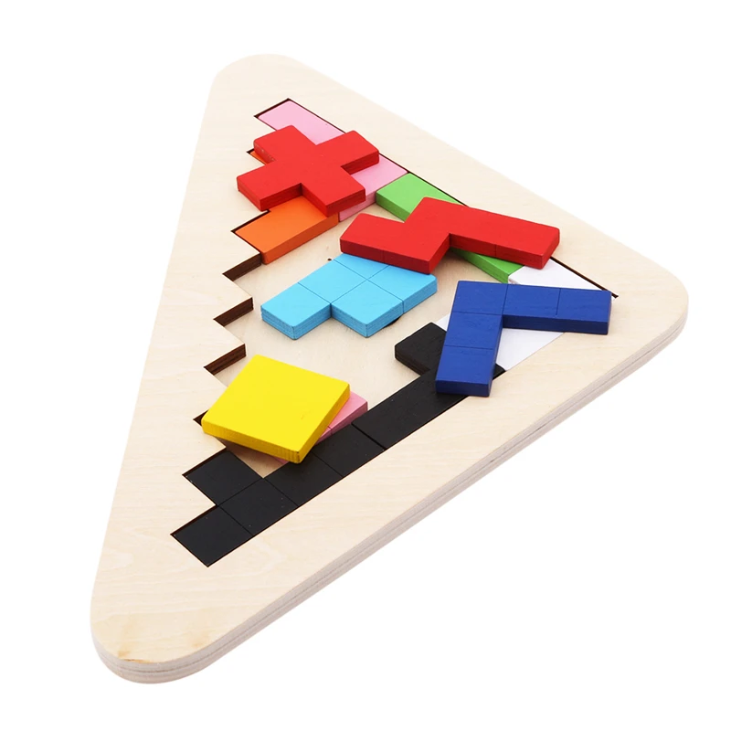 Tetris деревянные головоломки Tangram, детские развивающие игрушки, детские волшебные интеллектуальные игры, геометрические когнитивные игрушки