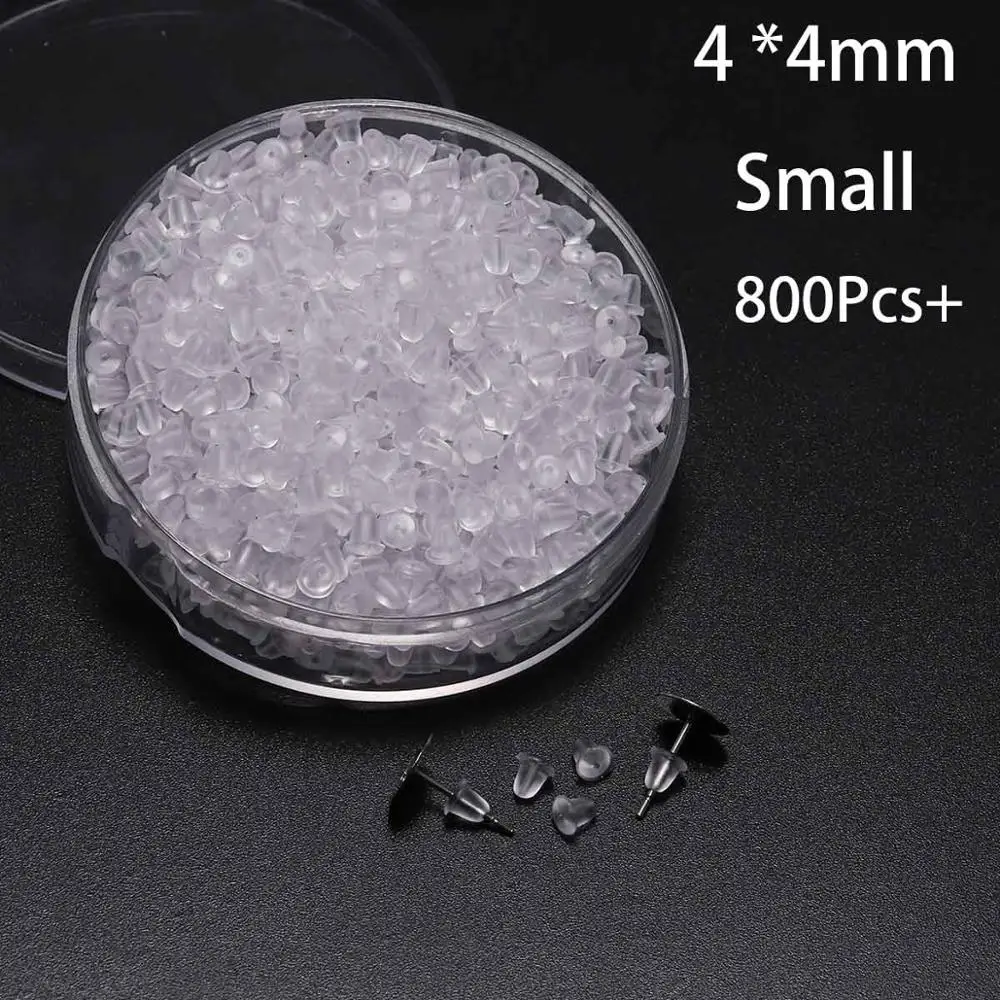 4x4mm-800pcs 1000 шт./лот резиновая серьга Назад Силиконовые серьги задние пробки затычки для ушей блокированные колпачки Сделай Сам ювелирных изделий(содержит коробку - Цвет: 4x4mm-800pcs