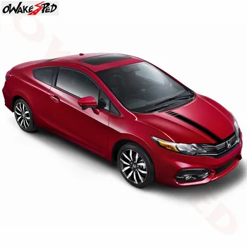 

120cm Sport Stripes Graphics Bonnet Styling Car Hood Decor Sticker Vinyl Decal For Honda Civic Exterior Accessories Decal