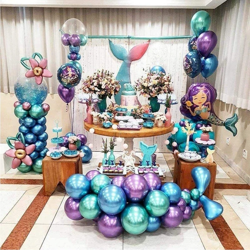 42 шт. хвост русалки набор воздушных шаров набор полоска для воздушных шаров и клей конфетти металлик латекс свадьба день рождения Русалка Стиль поставки