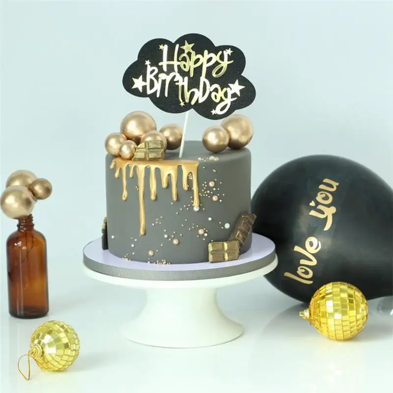 20 шт. украшение для торта в виде золотого шара на день рождения креативный фруктовый десертный Декор вставка карта для дня рождения