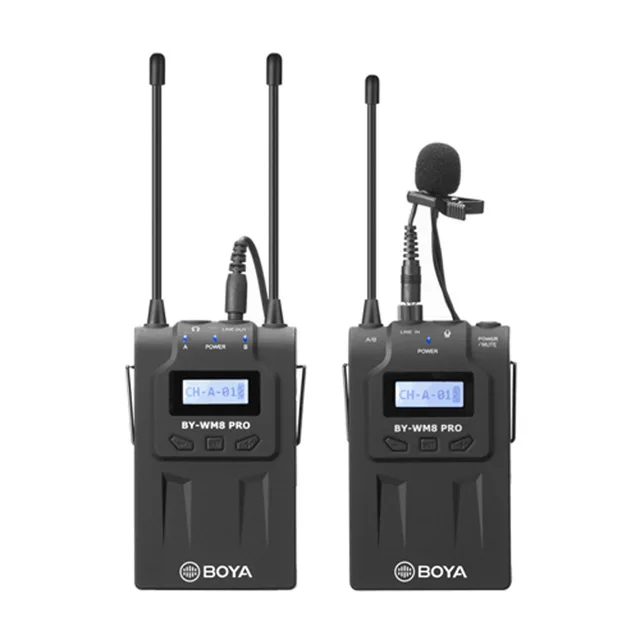 BOYA BY-WM8 Pro-K1 UHF Dual-Chann Беспроводной микрофон Системы 48 канала всенаправленный петличный микрофон для цифровой зеркальной видеокамеры - Цвет: WM8Pro K1