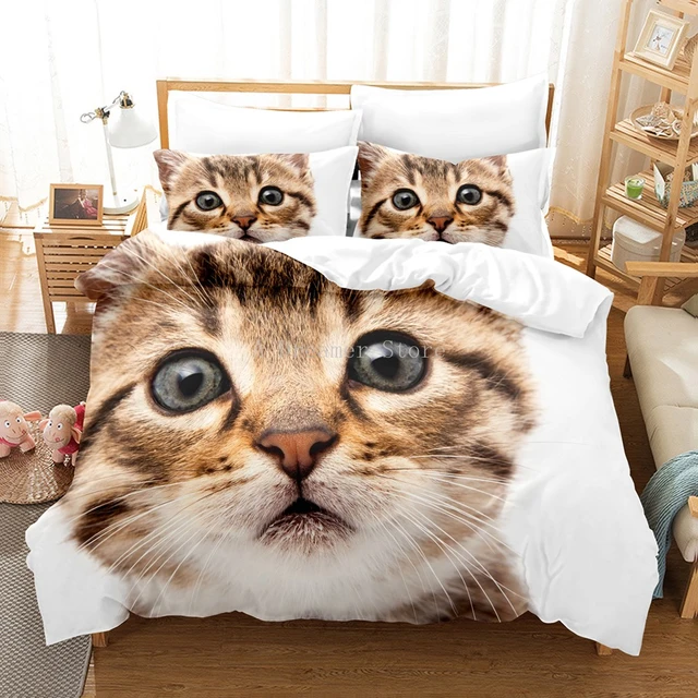 Adorabile Set di biancheria da letto per gatti per animali domestici  copertine stampate per animali singolo doppio King Queen Size Set copripiumino  personalizzato vestiti di lino - AliExpress