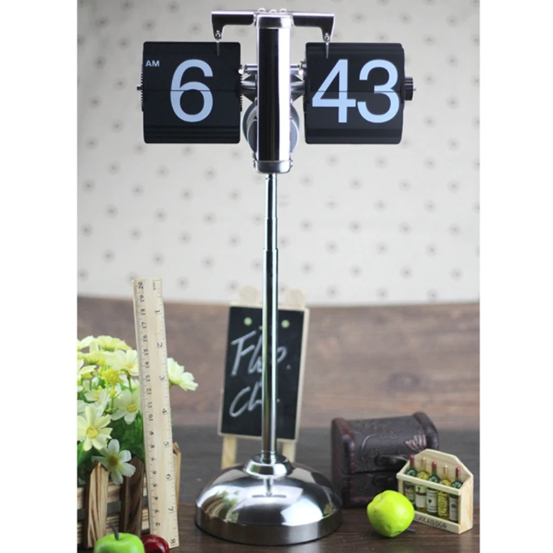 Flip Clock Retro Internal Gear Operation Flip Clock Desktop Home Decor Table Clock