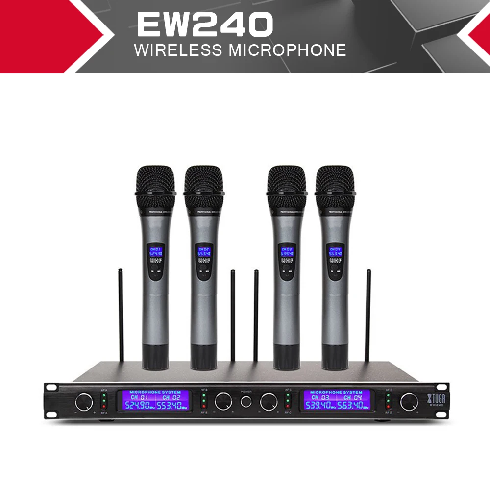 XTUGA EW240 4 Channel Wireless Microphones System