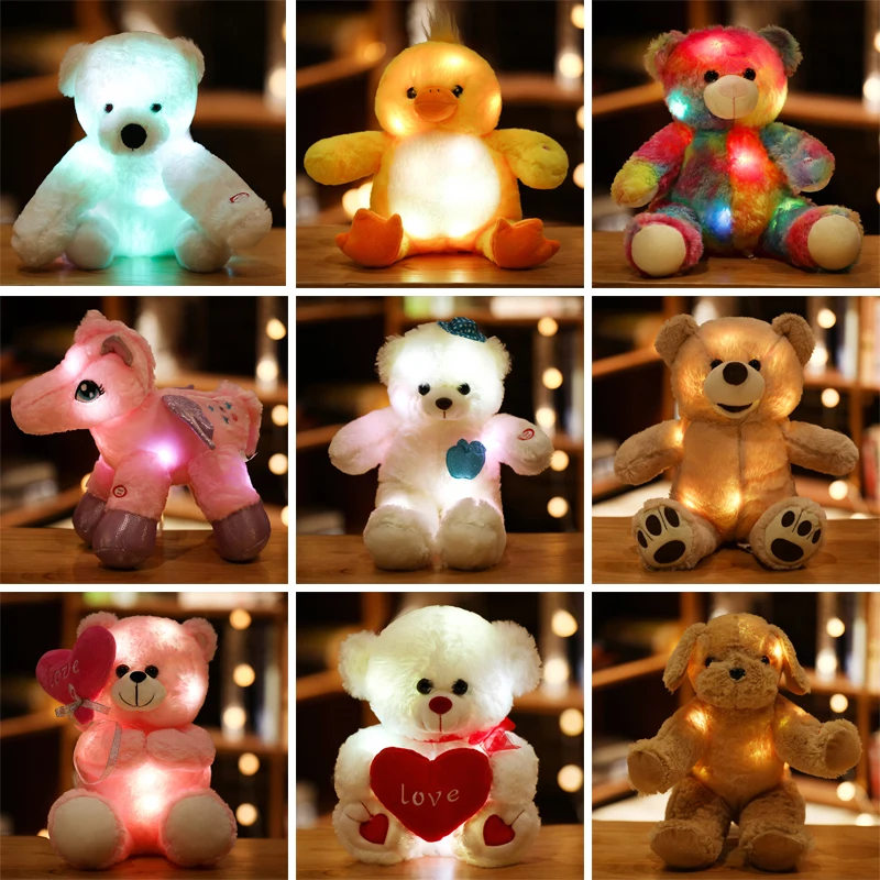 LED Light Plush Stuffed Teddy Bear Soft Doll Baby Kids Xmas Birthday Gift 30CM 