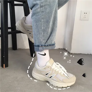 

fashion relaxation joker Women Running shoes flange ventilate comfort sport shoes reflect light chalza simpleness sneakers