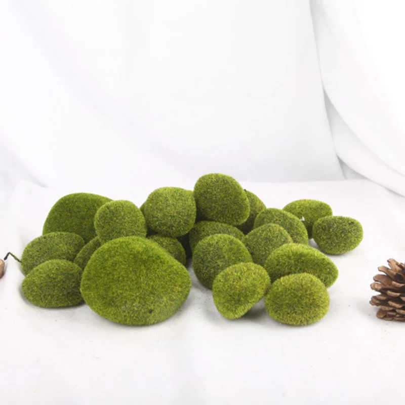 

1pcs Artificial Green Moss Ball Fake Stone Simulation Plant DIY Decoration For Shop Window Hotel Home Office Plant Wall Decor
