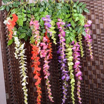 

12pcs Rattan Strip Wisteria Artificial Flower Vine For Wedding Home Party Kids Room Decoration DIY Craft Fake Flowers