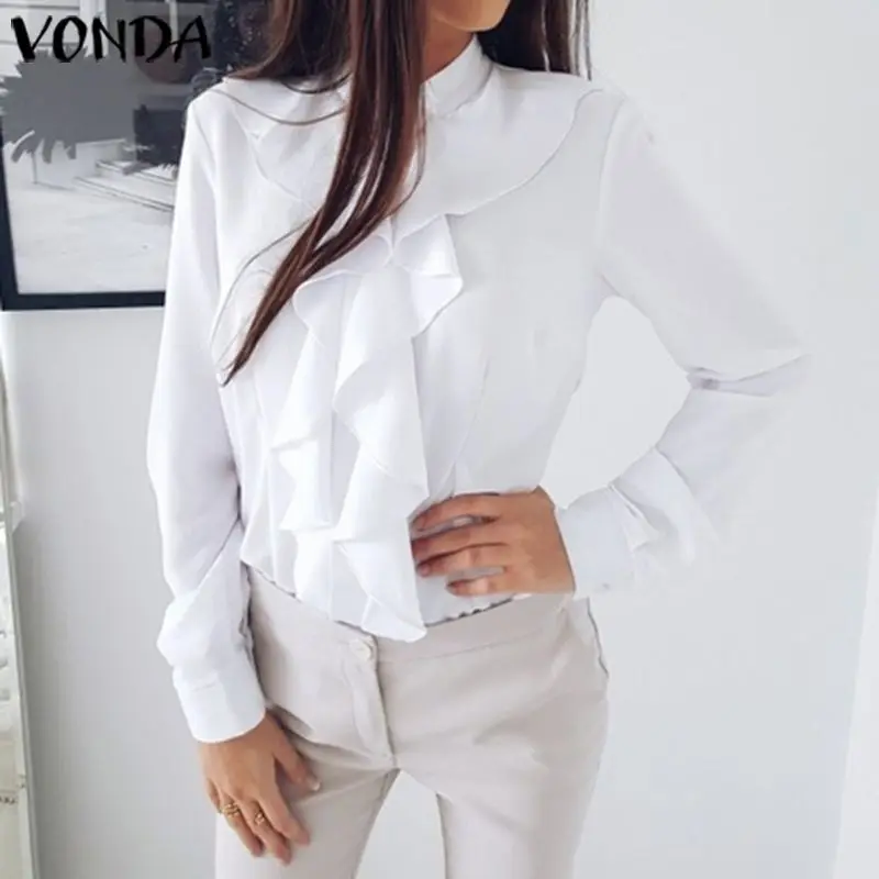 

Ladies Shirts Women Plus Size VONDA 2020 Summer Tunic Female Long Sleeve Ruffle Tops And Blouse Casual Blusa Office Blouse S-5XL