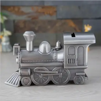 

European steam train metal piggy bank money box coin bank cash box for money safe chilrdren's gifts SNG037