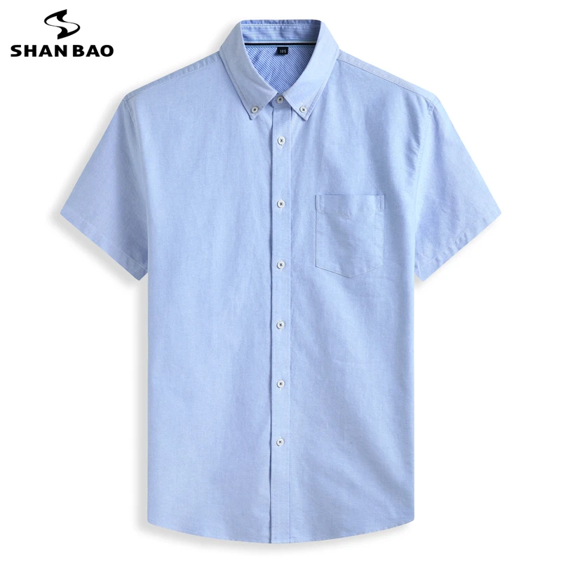 100% Cotton Oxford Shirt Summer Men's Casual Loose Solid Color Short Sleeve Shirt 5XL 6XL 7XL 8XL