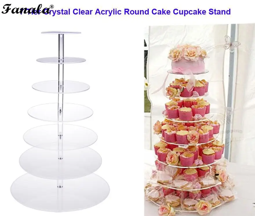 7 Tier Cake Display Stand Round Macaron Glass Tower Cake Stand PVC Tray Display Rack Wedding Birthday Cake Decorating Tools