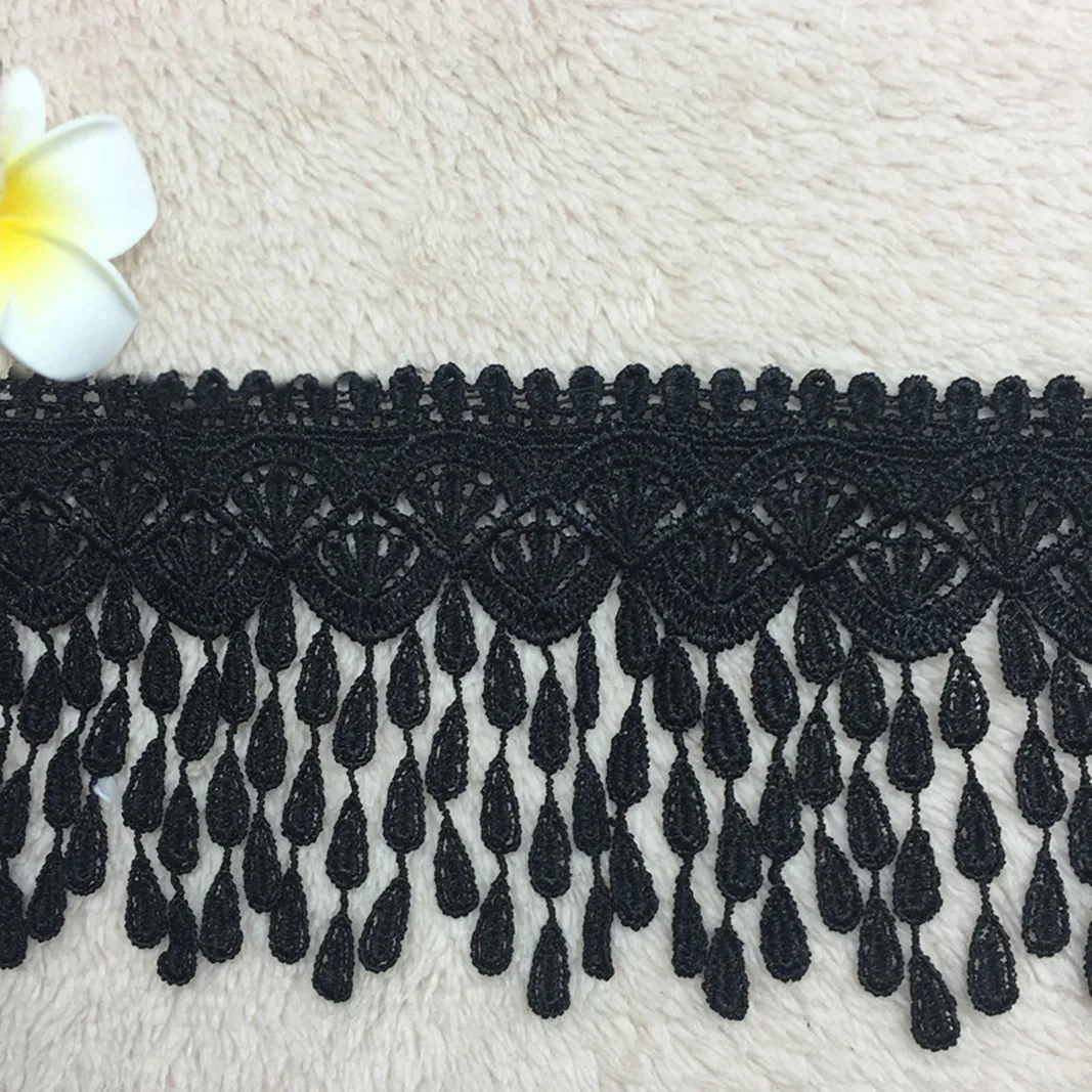 Lace Fabric 2Yards 8CM Embroidered Tassel Ribbon Trim DIY Sewing Curtain Cloth Handmade Garment Accessories