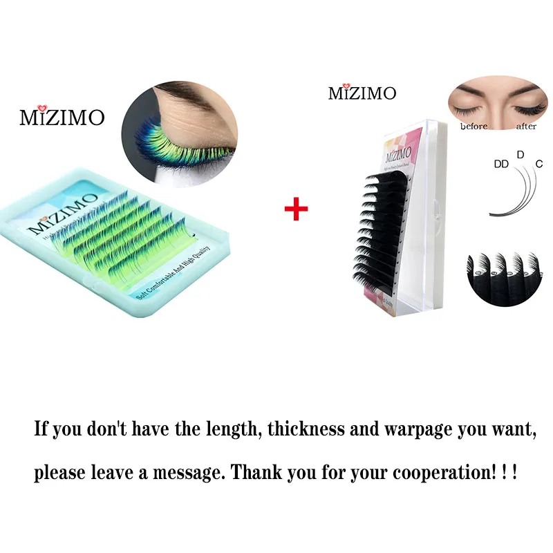 

Natural extension thick 8-15mm(0.07/0.10mm) color and black grafted false eyelashes are mixed to sell beauty makeup tools
