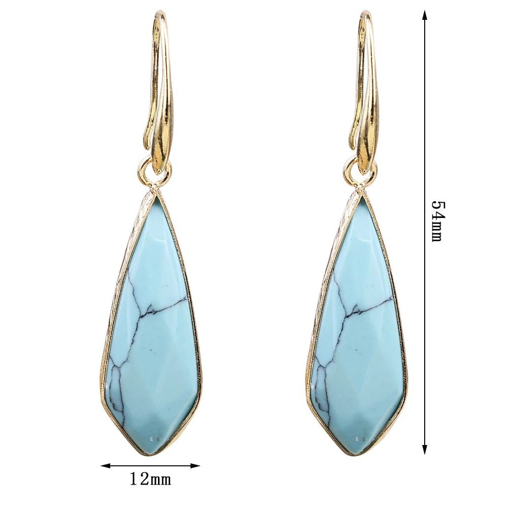Rhombus Shaped Turquoise Copper Pendant Edge Earrings
