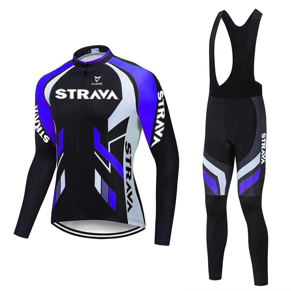 Трикотажный комплект для велоспорта STRAVA Pro Красная Трикотажная одежда с длинным