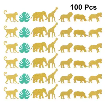 

100pcs Hawaiian Jungle Theme Monstera Animal Creative Confetti Decorations Paper Scatters Confetti Decor For Birthday Party