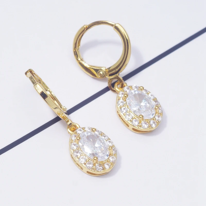 Серьги AAA CZ с кристаллами, круглые серьги-кольца для женщин и девушек, подарок, позолоченные серьги, модные аксессуары, серьги - Metal Color: 0159