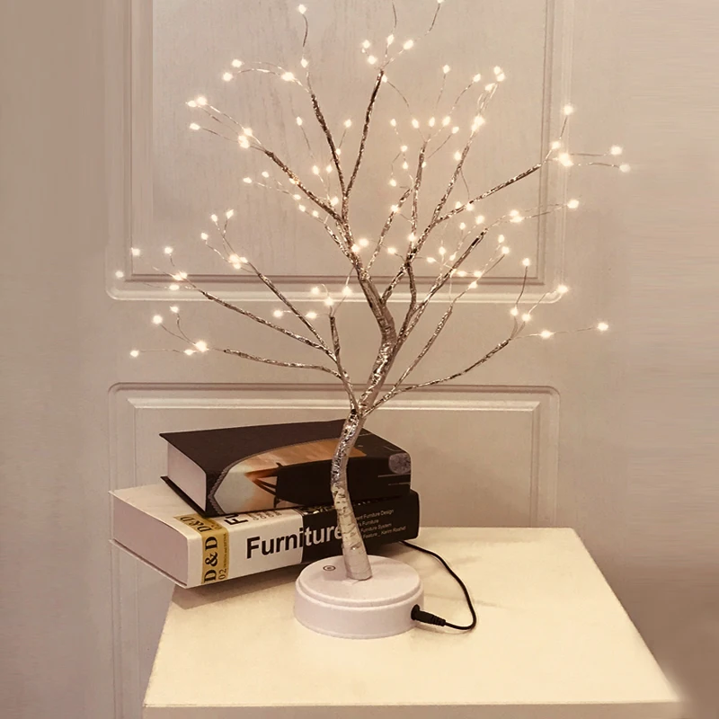 USB Powered поздравительная елка свет сенсорная прикроватная настольная лампа медный провод струнные огни Светодиодный светильник для дома праздник Рождество Декор