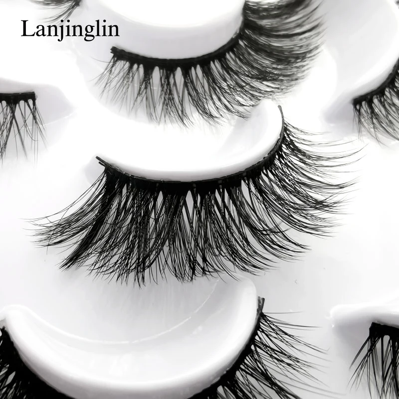 LANJINGLIN 10 пар норковые ресницы натуральные 3d норковые ресницы ручной работы Макияж Мягкие Накладные ресницы объем поддельные искусственные ресницы cils