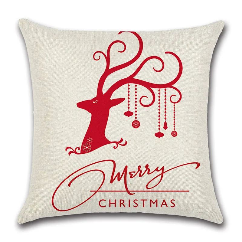 1 шт. 45x45 см с рождеством, декоративный чехол для подушки s, льняной, с рождественским рисунком Санта Клауса, лося, чехол для подушки, чехол для подушки