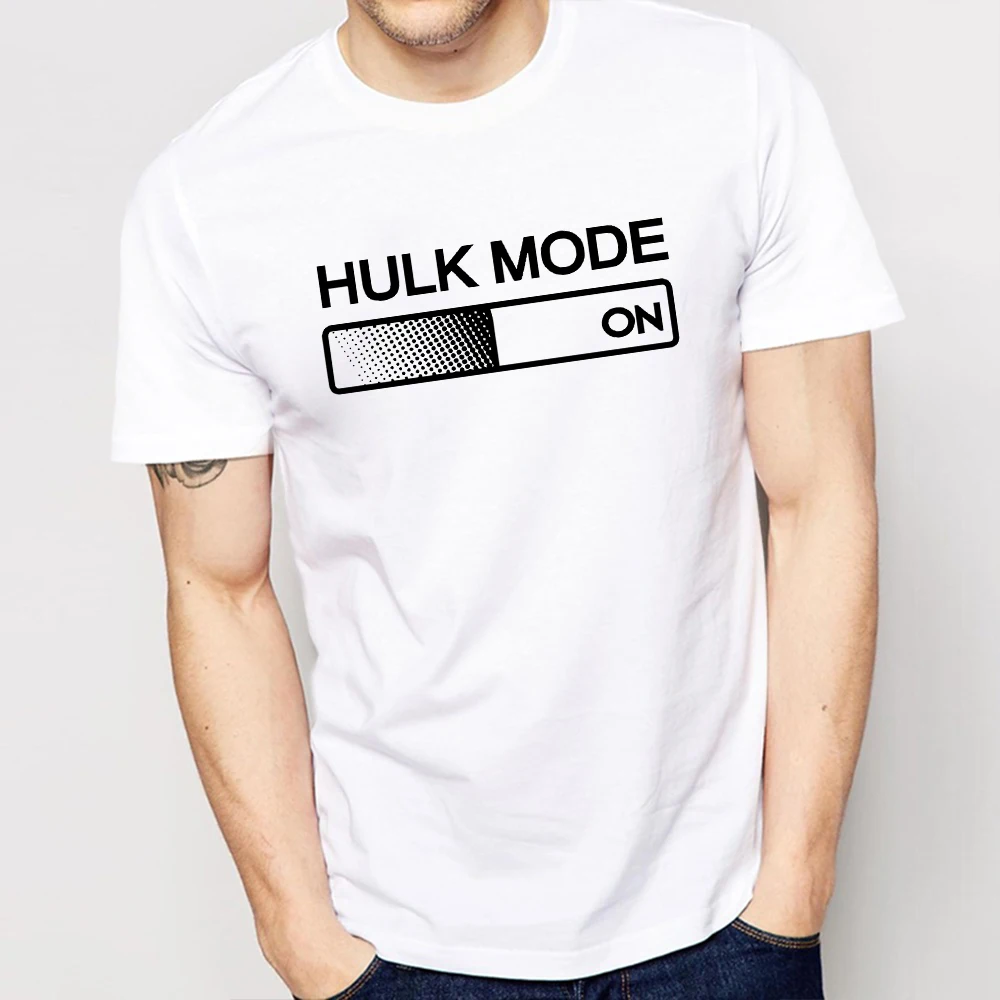 

Simple Style Hulk Mode Pattern Men's Tees Round Neck White&Black Cotton Short Sleeve T-Shirt