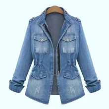 

Vintage Plus Size Denim Jacket Spring Autumn Women Loose Hot Sale Jean Jacket Oversize Sexy Coat Solid Colors Simple Streetwear