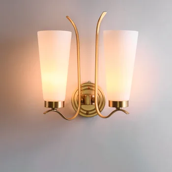 

Nordic full copper modern wall lamp 1/2 heads living room bedroom bedside indoor wall lights Stair aisle mirror led wall sconces