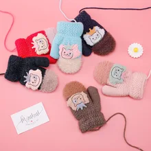 BalleenShiny/Детские перчатки; детские вязаные варежки с рисунком кота; утепленные варежки принцессы с короной; ручная одежда; аксессуары для зимы