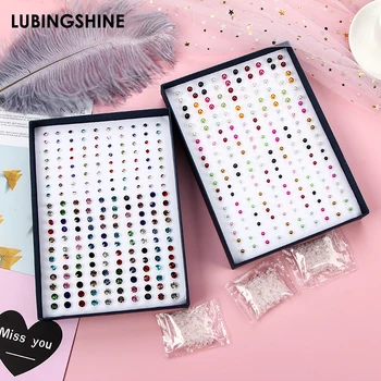 

100 Pairs/Set Women Pearl Crystal Small Stud Earrings Sets Women Girl Fruit Animal Star Moon Flower Earring Fashion Jewelry Gift