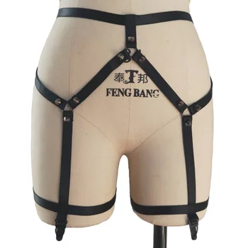 

JLX.HARNESS Fetish Leg Garter Belt Rivet Goth Sexy Bondage Body Harness Cage Edgy Wedding Garter Women Stocking Cinta Liga