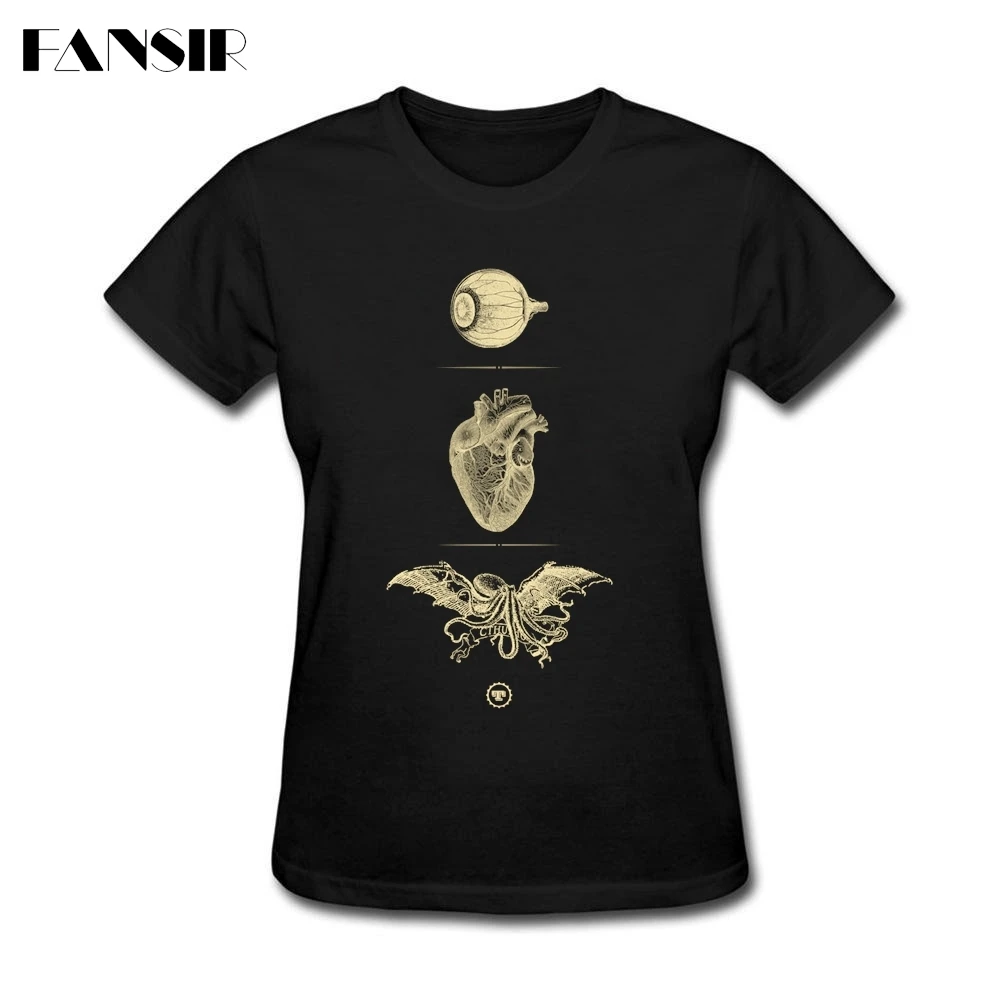 

I 3 Cthulhu Shirt Woman Fashion Short Sleeve 100% Cotton T Shirt Ladies Clothes Casual T-Shirts Cheap Sale Top