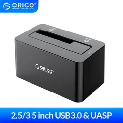 ORICO – Station d'accueil pour disque dur SATA vers USB 3.0, pour SSD 2.5 "/3.5", boîtier pour disque dur externe avec adaptateur d'alimentation 12V 