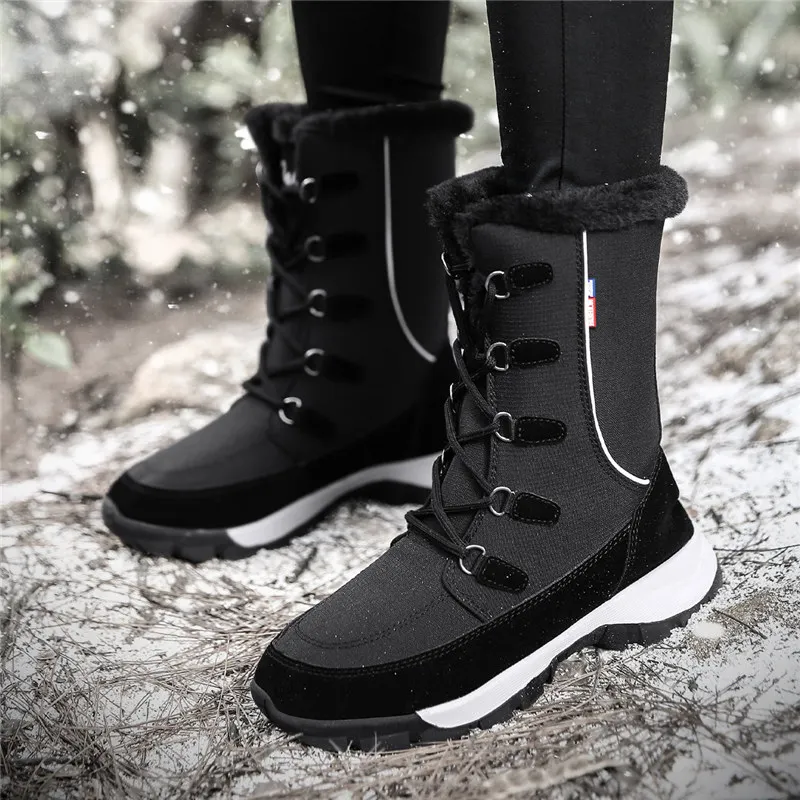 

thigh high boots winter boots women Cotton shoes outdoor sneakers tenis Fur warm wedges snow boots woman botas mujer buty damski
