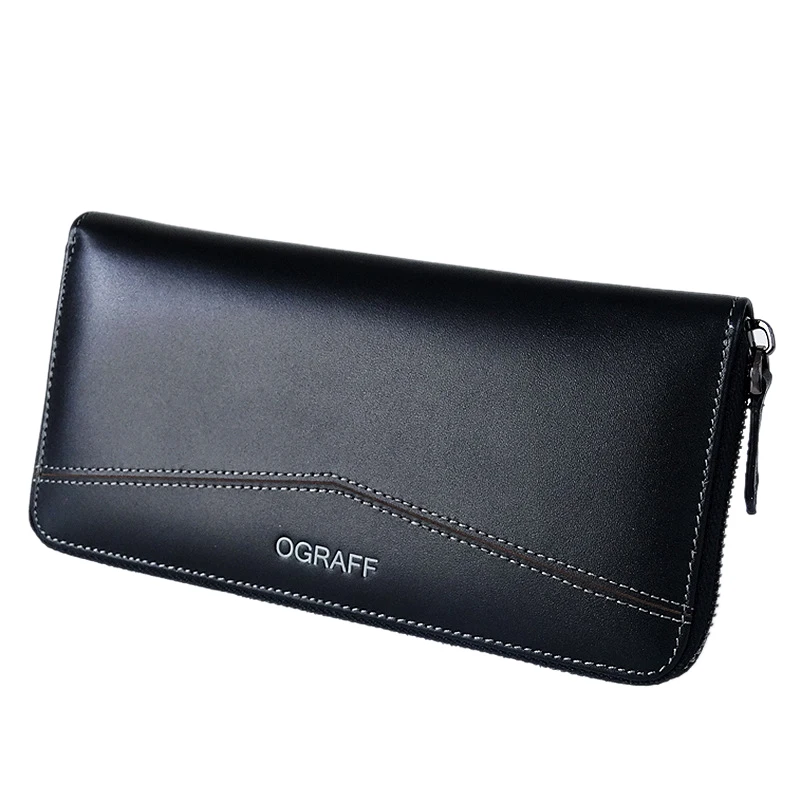 OGRAFF Long Mens Wallet Leather Genuine Coin Purse Men Clutch Male Credit Card Holder Money Bag Phone Wallet Big Walet Business