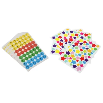 

6 Sheets Self Adhesive Photo Album Craft Stickers Scrapbooking Diary Decorating-Star & 10 Pieces Smiley Stickers of Four Color f