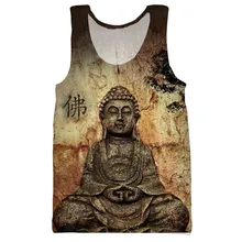 Фигурка Будды с 3D принтом унисекс майка для мужчин Мода прохладная летняя майка Топ для работы мужские женские топы