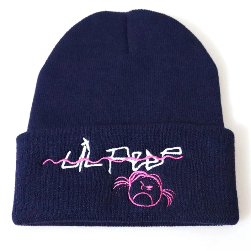 Lil Peep Beanie вышивка для мужчин и женщин вязанные шапки вязанные шапочки Skullies теплая зимняя унисекс Лыжная хип-хоп шапка - Цвет: NV2