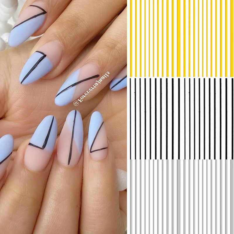 Nail-Sticker Decal-Decoration Adhesive Striping-Tape Lines Gradient Silver Gold 3D Curve