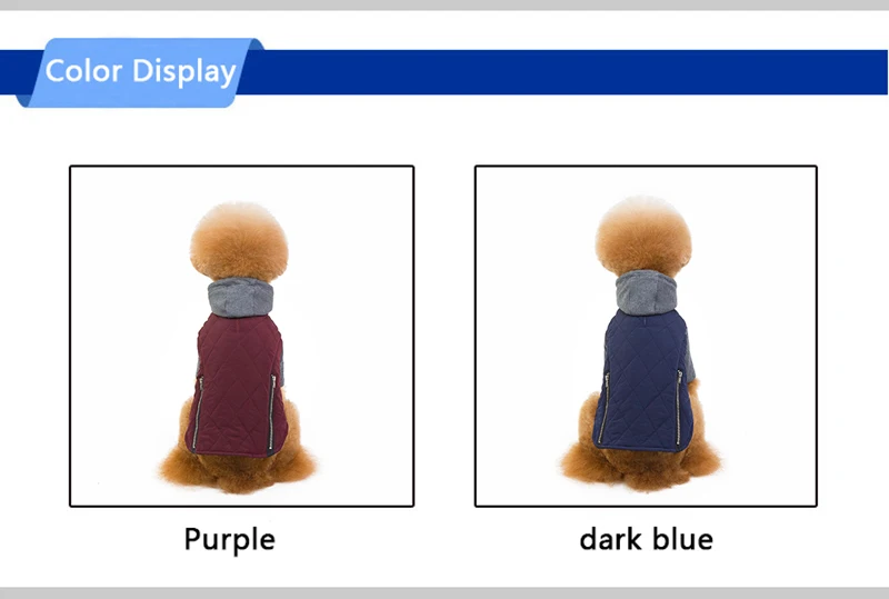 Winter new pet dog clothes cotton coat Lingge Hooded coat warm jacket zipper decorative dog clothing for puppy medium dog Teddy