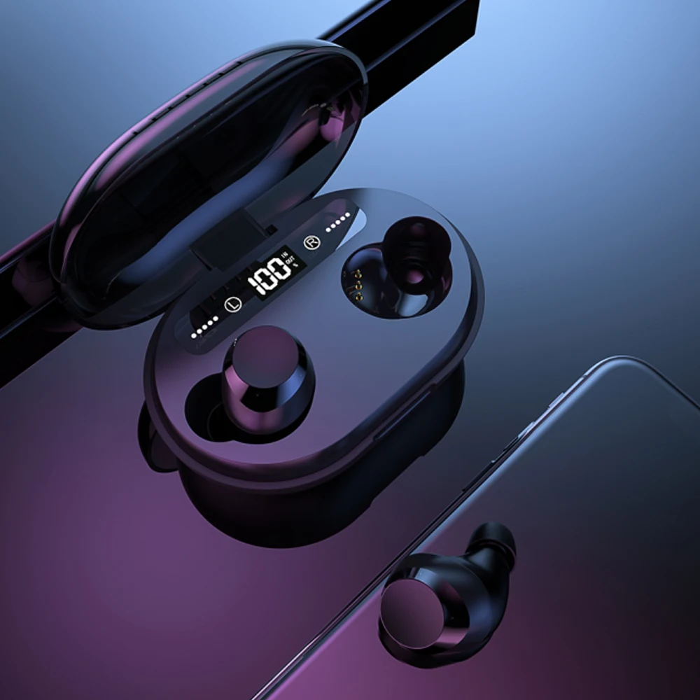 C8S TWS 5,0 Bluetooth наушники 3D стерео беспроводные наушники с двойным микрофоном 3000 мАч светодиодный цифровой внешний аккумулятор гарнитура с шумоподавлением