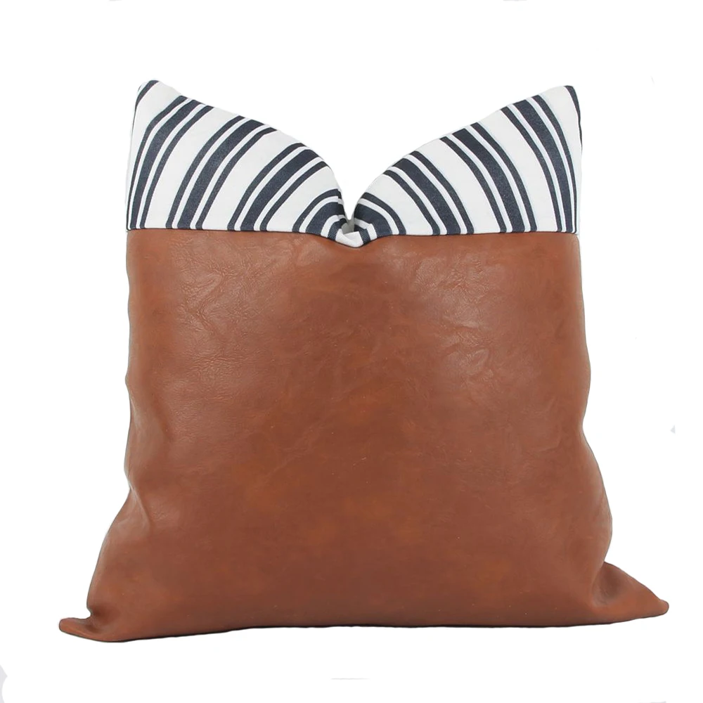 Faux Leather and Cotton Decorative Throw Pillow Covers , Modern Home Decor Accent Square Bedroom Living Room Cushion Cases Faux Leather and Cotton Decorative Throw Pillow Covers , Modern Home Decor Accent Square Bedroom Living Room Cushion Cases