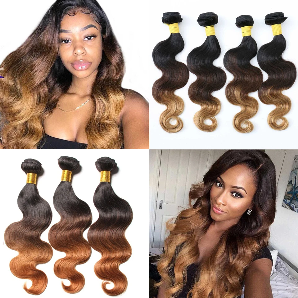 

Ombre Brazilian Hair Body Wave Bundles 100% Human Hair Extensions 3/4 Bundles Non Remy Ombre Human Hair Weave Bundles Deals