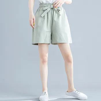 

Summer Women 's Shorts Literary Loose Elastic Waist Wide Leg Shorts Casual Breathable Beach Dameshorts