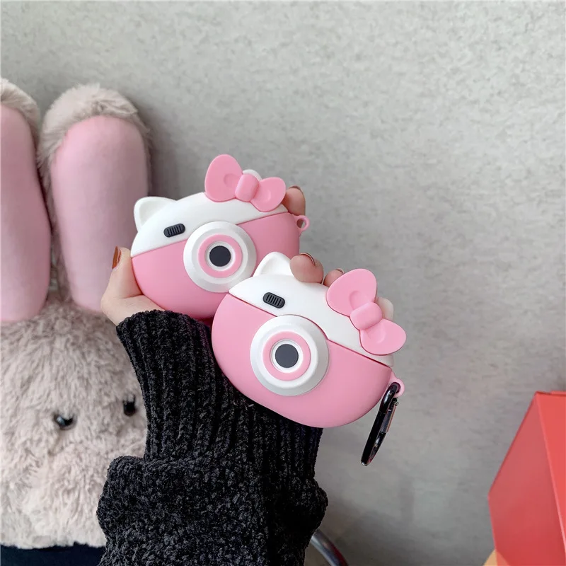 Для AirPods Pro 3 Чехол розовый для камеры с кошкой милый мягкий силиконовый чехол
