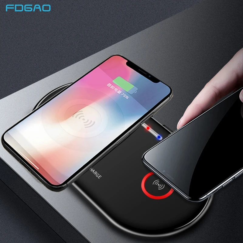 

Dual 20W Fast Wireless Charger for iPhone XS XR X 8 Airpods 2 Double 10W USB C Qi Charging Pad For Samsung S10 S9 S8 Note 10 9 8