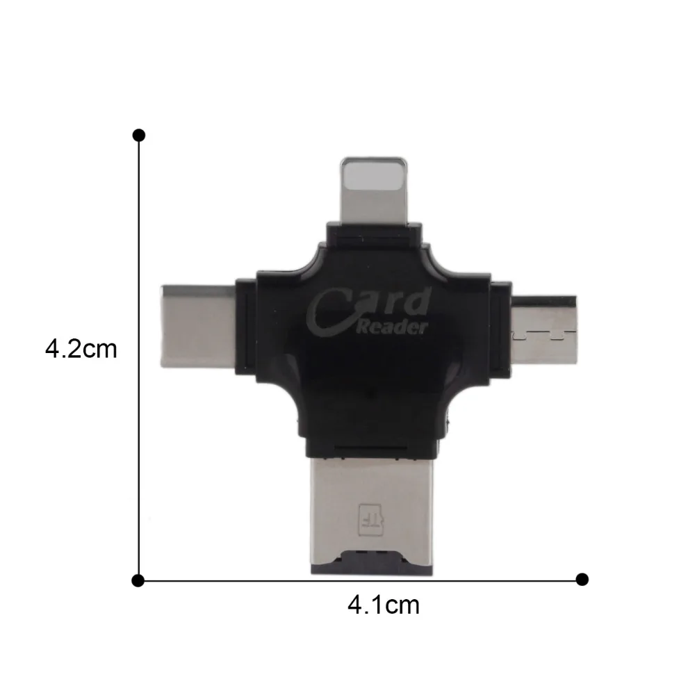4 в 1 type-c/Lightning/Micro USB, для карты памяти считыватель Micro SD карт для Эндрюс/iphone/type-c/компьютера