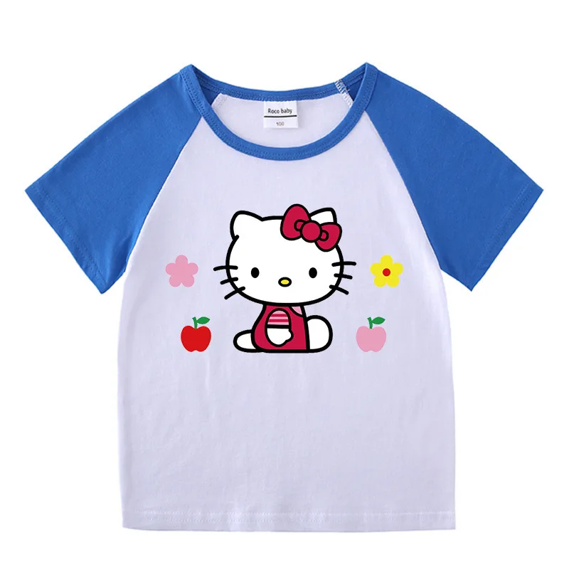 thumbnail image 1 of Hello Kitty-Conjunto de Top cómodo de algodón para bebé, pantalones calientes de moda para niña, ropa de dos piezas de manga corta con dibujos animados bonitos, 1 of 5