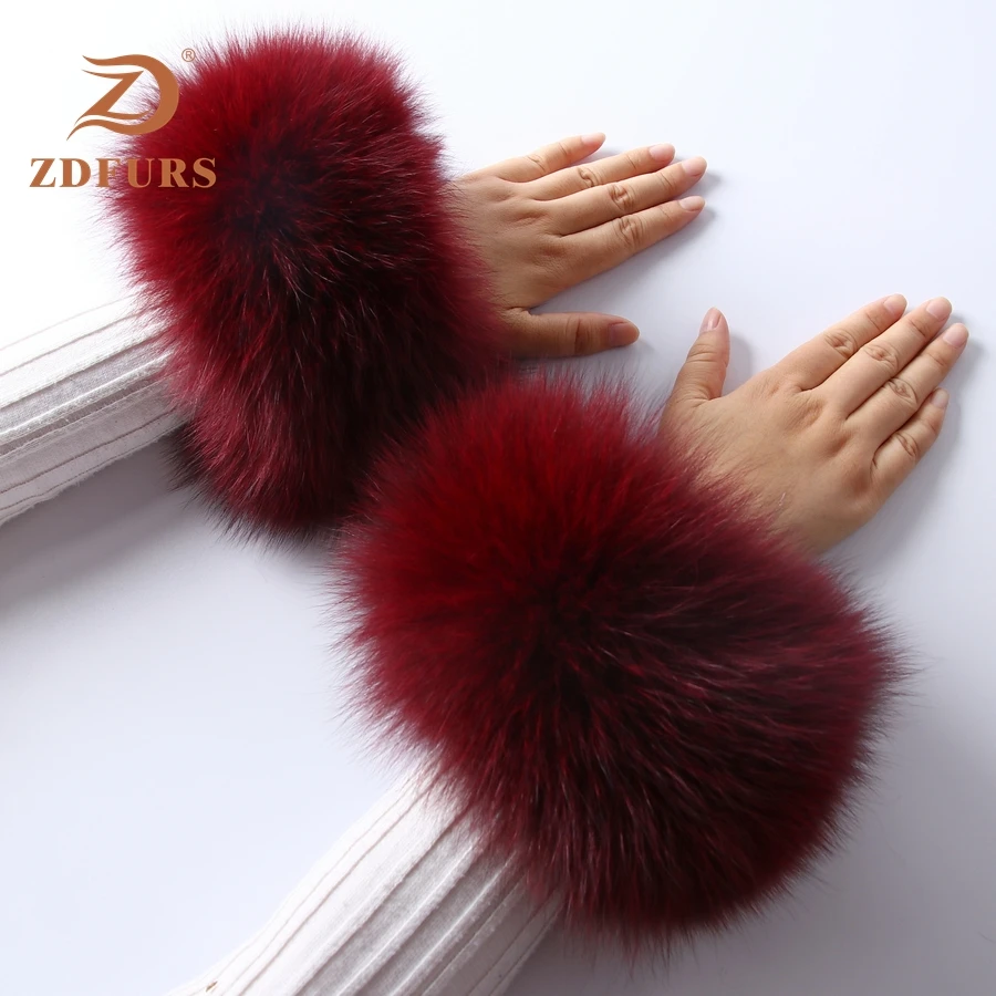 ZDFURS* высококачественные манжеты из лисьего меха горячая Распродажа наручных грелок из натурального Лисьего меха манжета для рук теплые женские браслеты браслет из натурального меха перчатки